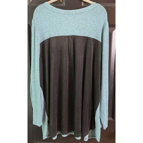 H by Halston 2X Blue‎ Super Soft Knit Long Sleeve Tunic With Faux Suede Back - Picture 7 of 10